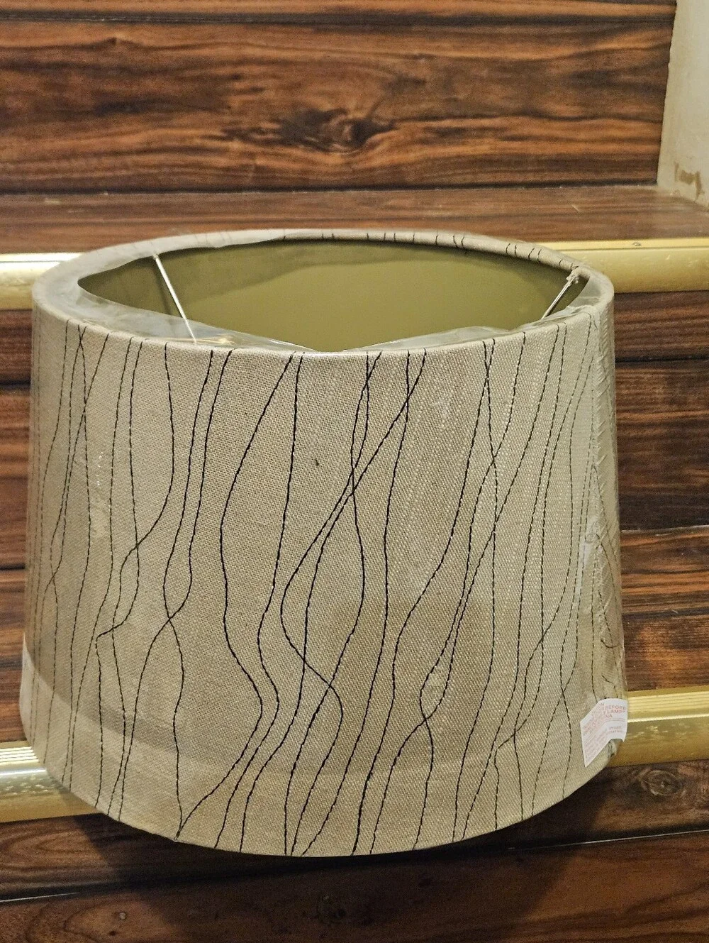 Threshold Brown Embroidered Fabric Lamp Shade Medium Drum Replacement Modern NEW